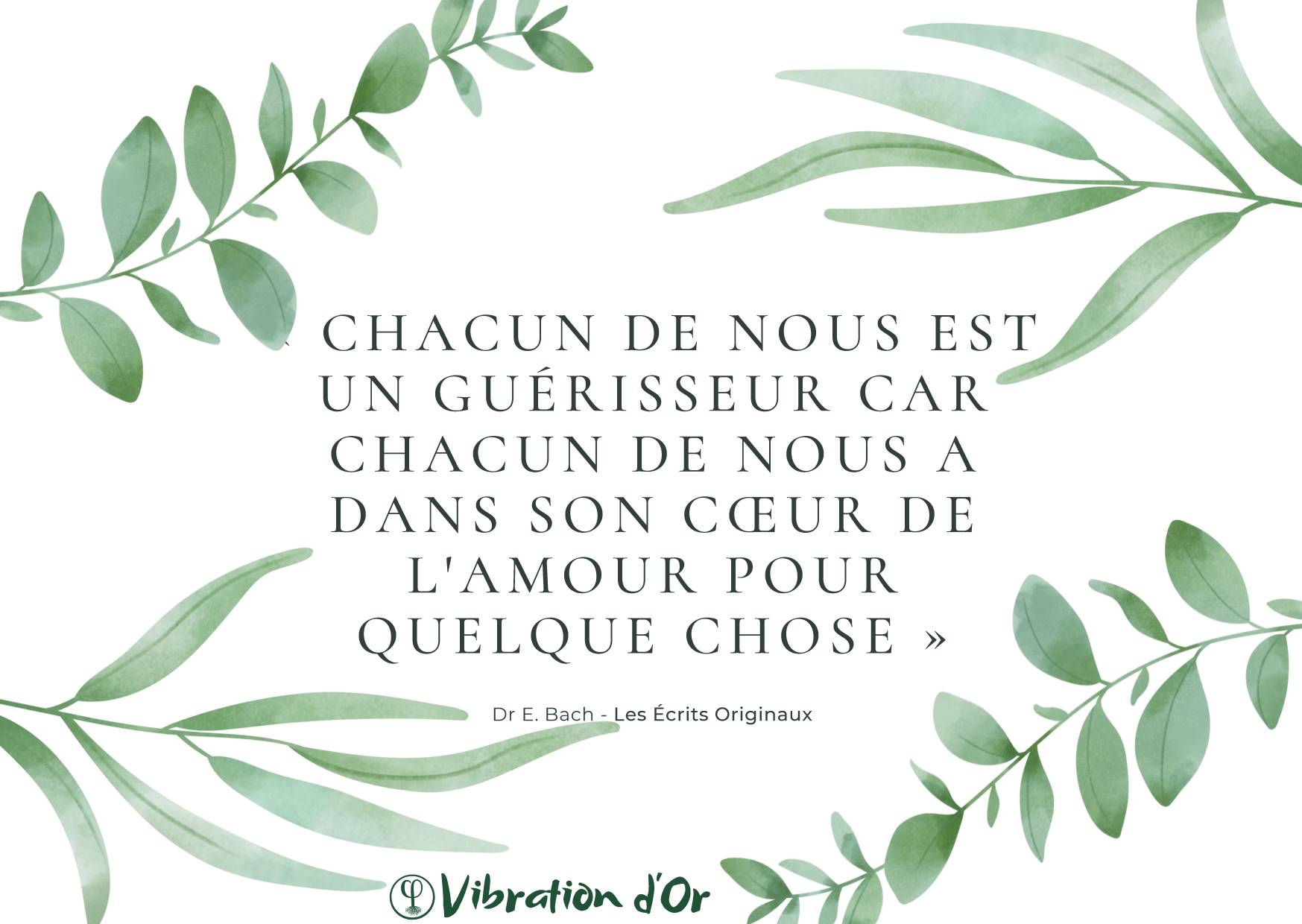 Citation du Dr Bach « Chacun de nous est un guérisseur car chacun de nous a dans son cœur de l'amour pour quelque chose »